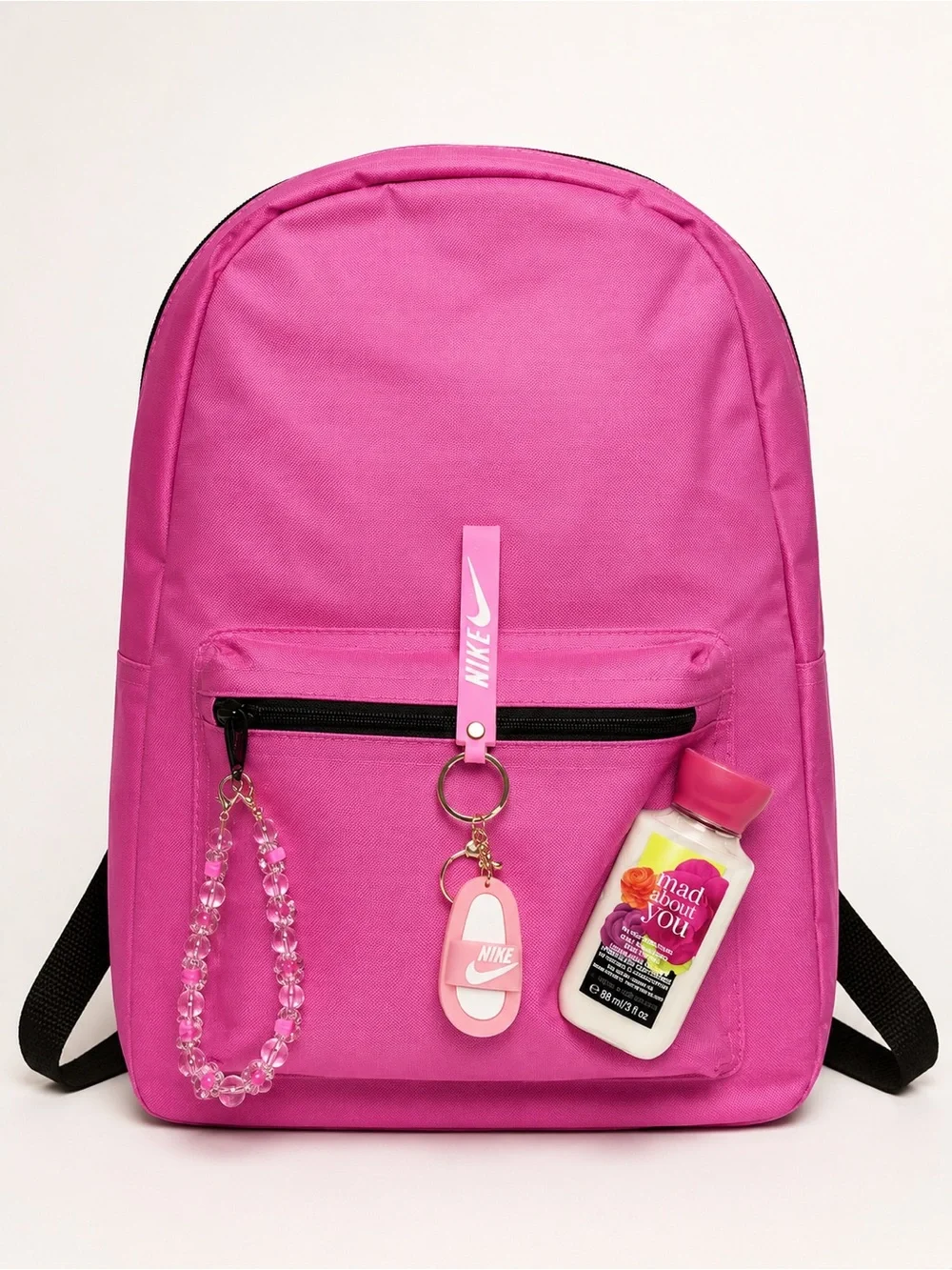 Pink Backpack Accessories Bundle Keychains Beaded Strap Lotion NWT